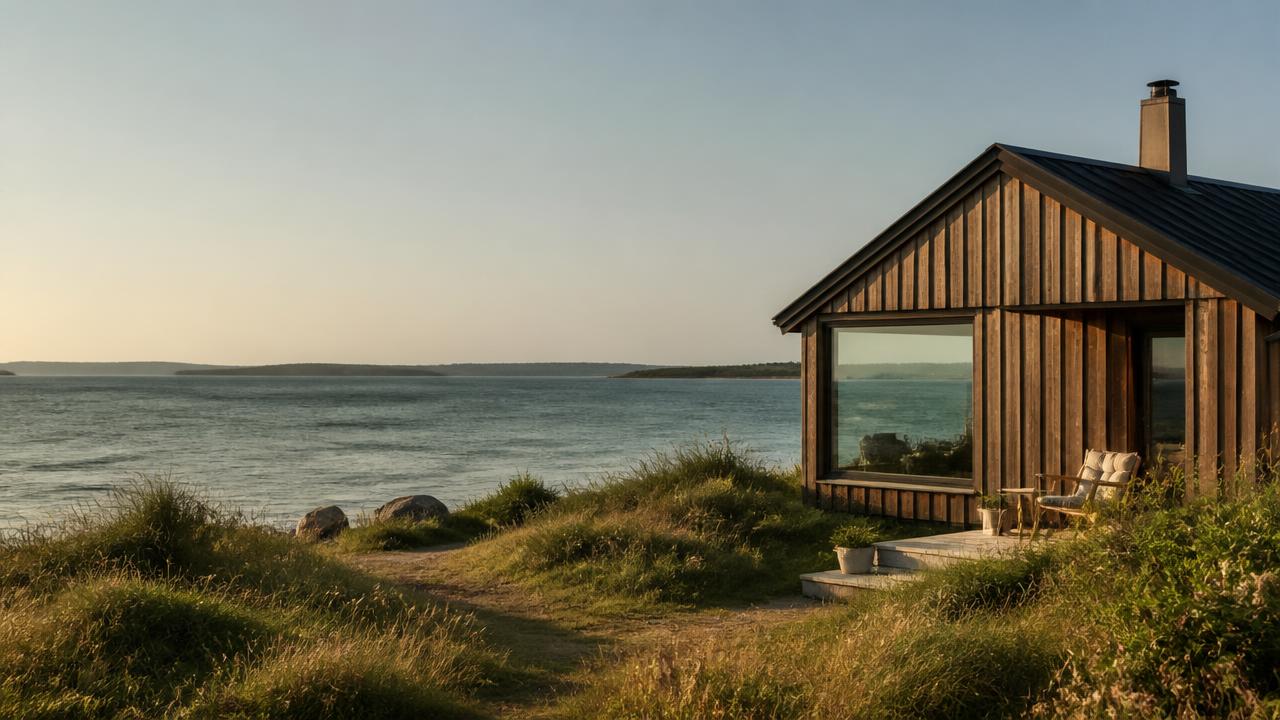 Dansk sommerhus ved en rolig kyst